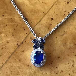 Genuine Blue Spinel Blue Sapphire Sterling Silver Pendant